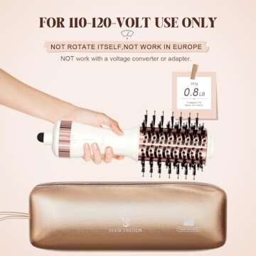 Hair Trends Travel Hair Dryer Brush, Nano Titanium 2 Inch One Step Hair Dryer & Styler Volumizer, Mi...