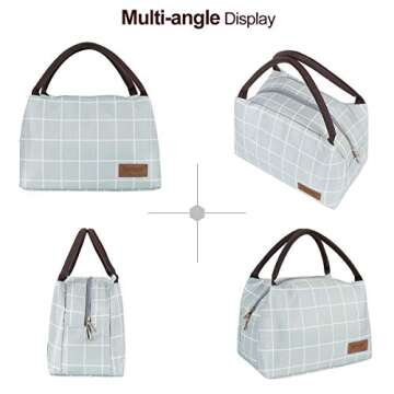 Buringer Insulated Lunch Bag Lunch Box for Women Men Adult Lunch Tote for Work Picnic Travel (Green Plaid)