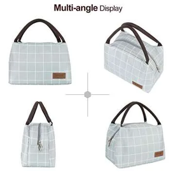 Buringer Insulated Lunch Bag Lunch Box for Women Men Adult Lunch Tote for Work Picnic Travel (Green Plaid)