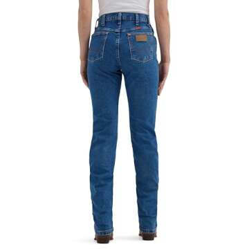 Wrangler Women's Cowboy Cut High Rise Slim Fit Tapered Leg Jean, Stonewash, 5-32