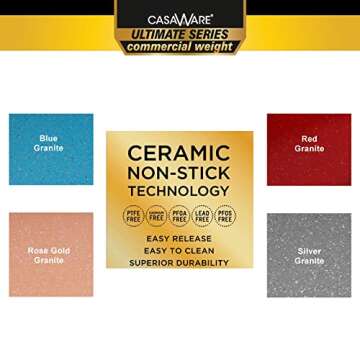 casaWare 2pc Ultimate Commercial Weight 15 x 10 x 1-Inch Cookie Sheet Set (Silver Granite)