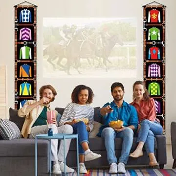 Nepnuser Kentucky Derby Porch Banner Jockey Party Front Door Window Wall Indoor Outdoor Decoration P...
