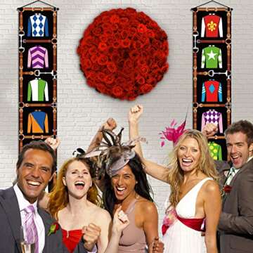 Nepnuser Kentucky Derby Porch Banner Jockey Party Front Door Window Wall Indoor Outdoor Decoration Photo Booth Backdrop