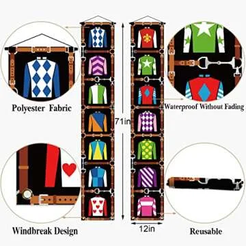 Nepnuser Kentucky Derby Porch Banner Jockey Party Front Door Window Wall Indoor Outdoor Decoration Photo Booth Backdrop