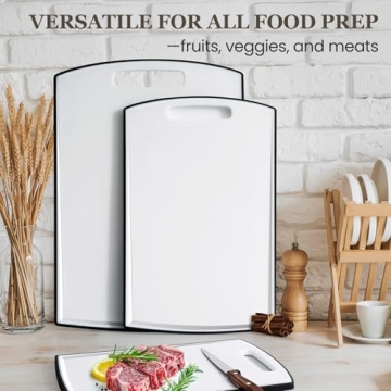 Non Slip Cutting Board, Kikcoin Extra Large Plastic Cutting Boards for Kitchen Dishwasher Safe Chopping Board Set of 3 with Juice Grooves, Easy Grip Handle