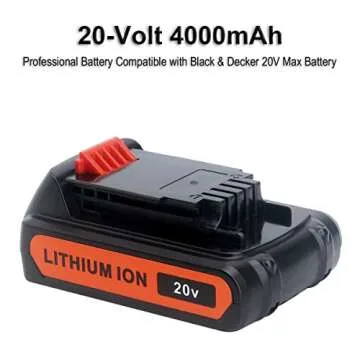 Biswaye 4.0Ah 20V Lithium Battery LBXR20 Compatible with Black and Decker 20V Max Battery LBXR2520 LBXR2020 LB2X3020 LBX20 LB2X4020 & LST522 LHT2220 LST300 20-Volt Max Cordless Power Tools (2-Pack)
