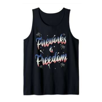 Fireworks Freedom Patriotic 4th of July America Memorial Tank Top