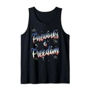 Fireworks Freedom Patriotic 4th of July America Memorial Tank Top