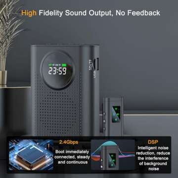 Jkoailiwi Bluetooth Voice Amplifier with Magnetic Wireless Lavalier Lapel Microphone for Teachers, P...