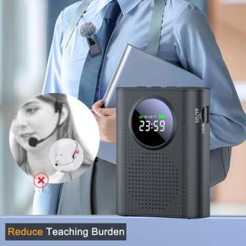 Jkoailiwi Bluetooth Voice Amplifier with Magnetic Wireless Lavalier Lapel Microphone for Teachers, Portable Speaker Clip-On Microphone, Mini Megaphone PA System for Classroom/Yoga/Conference