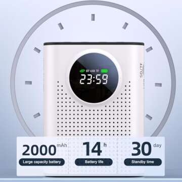 Jkoailiwi Bluetooth Voice Amplifier with Magnetic Wireless Lavalier Lapel Microphone for Teachers, Portable Speaker Clip-On Microphone, Mini Megaphone PA System for Classroom/Yoga/Conference