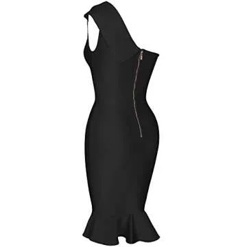 Maketina Womens Sexy One Shoulder Bodycon Bandage Dress Mermaid Cocktail Midi Dresses Trendy 2025