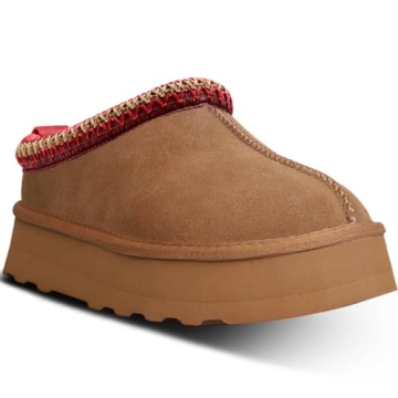 Metricfalcon Women's Platform Mini Boots Slippers - Luxury Sheepskin Comfort