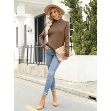 Stylish Yousify Women's Mock Neck Batwing Sweater - Cozy Comfort