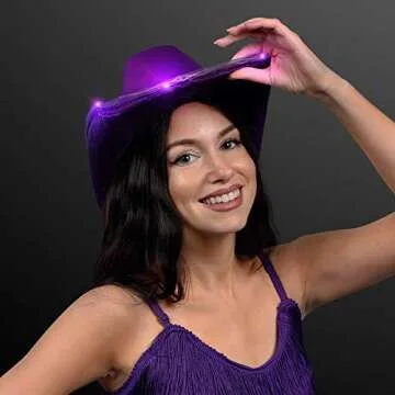 FlashingBlinkyLights Shiny Light Up Purple Cowboy Hat