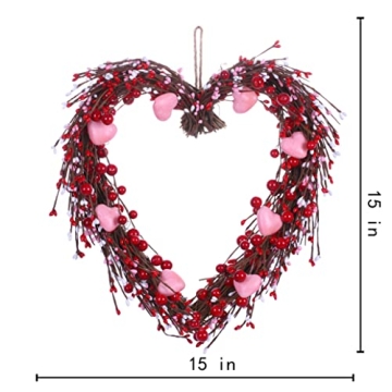 VioletEverGarden Valentine’s Day Wreath, 15” Heart Decor