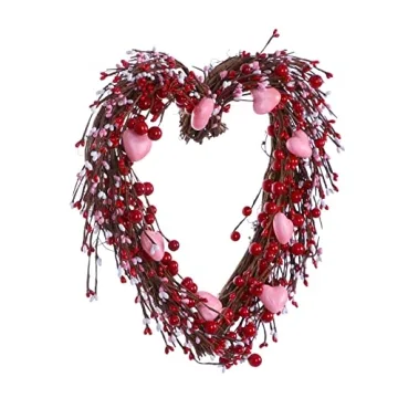 VioletEverGarden Valentine’s Day Wreath, 15” Heart Decor