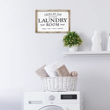 Farmhouse Signs For Laundry Room Or Kitchen Wall Decor - Rustic Wooden Frame Comes with 16 Interchangeable Sayings - The Perfect Home Decoration Accessories For Your Laundry Room or Kitchen