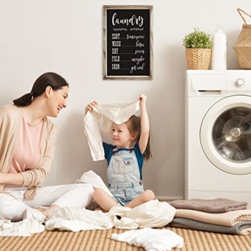 Farmhouse Signs For Laundry Room Or Kitchen Wall Decor - Rustic Wooden Frame Comes with 16 Interchangeable Sayings - The Perfect Home Decoration Accessories For Your Laundry Room or Kitchen