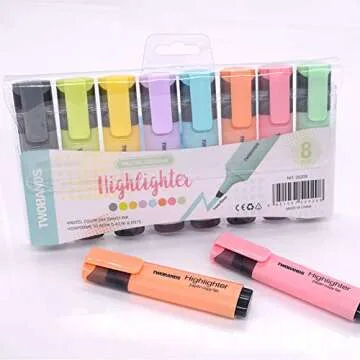TWOHANDS Highlighter Set - 8 Pastel Colors for All Ages