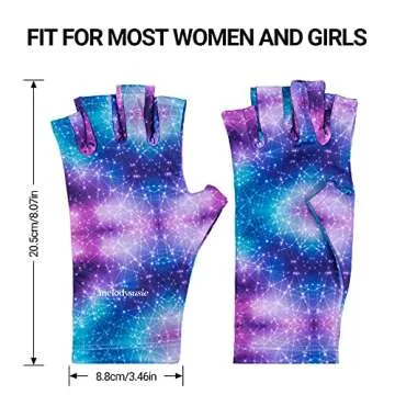 MelodySusie UV Gloves for Nails, UV Lamp Gloves for Manicures Protection, Starry Night Gel Manicure Gloves, Nail Art Skin Care Fingerless UV Shield Gloves
