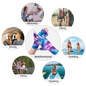 MelodySusie UV Gloves for Nails, UV Lamp Gloves for Manicures Protection, Starry Night Gel Manicure Gloves, Nail Art Skin Care Fingerless UV Shield Gloves