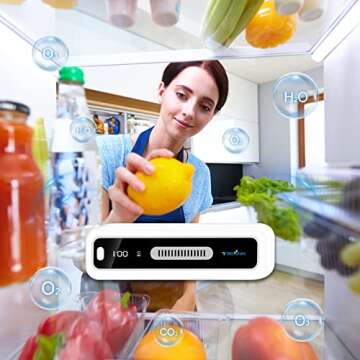 Mini USB Fridge Deodorizer with Led Display, Rechargeable Refrigerator Deodorizer, Reusable Fridge O...