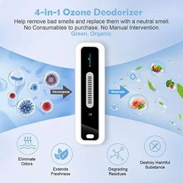 Mini USB Fridge Deodorizer with Led Display, Rechargeable Refrigerator Deodorizer, Reusable Fridge Odor Eliminator for Fridge, Car, Closet, Wardrobe, More Effective Than Baking Soda and Charcoal Bags