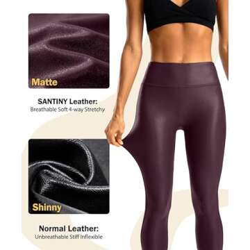 SANTINY Women's Faux Leather Leggings - High Waisted Comfort