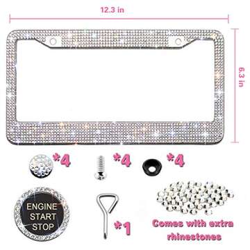 Sparkly Bling License Plate Frame for Women | Unique Gift