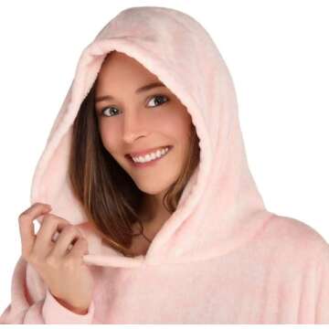 THE COMFY Dream | Lightweight Microfiber Fleece Wearable Blanket, Oversized Design with Hood from Shark Tank, Soft Oversized Pocket Blanket, Warm and Cozy Gifts