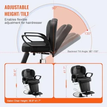 VEVOR Barber Chair 360° Swivel Heavy-Duty Design