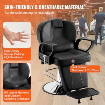 VEVOR Barber Chair 360° Swivel Heavy-Duty Design