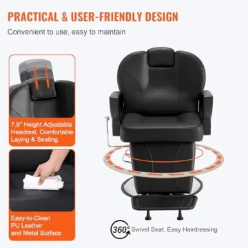 VEVOR Barber Chair 360° Swivel Heavy-Duty Design