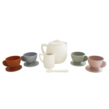 Marlowe & Co Silicone Tea Play Set for Children, Montessori 12 Piece Silicone Dishwasher Safe Tea Se...