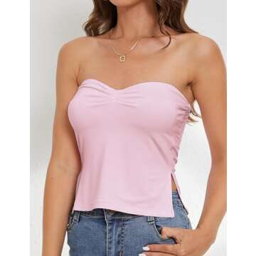 Meladyan Women Strapless Sweetheart Neck Crop Bandeau Top - Chic, Skinny Fit!