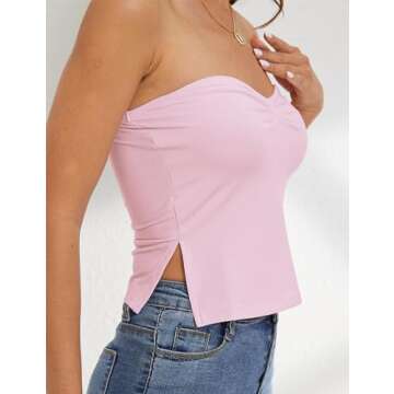 Stylish Meladyan Strapless Sweetheart Bandeau Crop Top