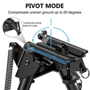 CVLIFE Bipod for Rifle Bipod Pivot Tilt Bipod with Swivel Stud and Detachable S Lock Lever for Rifle...