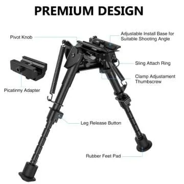 CVLIFE Bipod for Rifle Bipod Pivot Tilt Bipod with Swivel Stud and Detachable S Lock Lever for Rifle Stability and Target Shooting (Aluminum, 13.5-27")