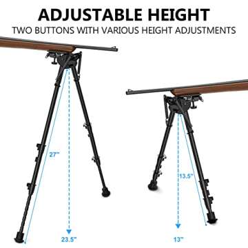 CVLIFE Bipod for Rifle Bipod Pivot Tilt Bipod with Swivel Stud and Detachable S Lock Lever for Rifle Stability and Target Shooting (Aluminum, 13.5-27")