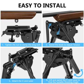 CVLIFE Bipod for Rifle Bipod Pivot Tilt Bipod with Swivel Stud and Detachable S Lock Lever for Rifle Stability and Target Shooting (Aluminum, 13.5-27")