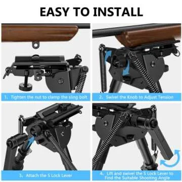 CVLIFE Bipod for Rifle Bipod Pivot Tilt Bipod with Swivel Stud and Detachable S Lock Lever for Rifle Stability and Target Shooting (Aluminum, 13.5-27")