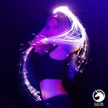 Electrik Unicorn Sparkle Whip - LED Fiber Optic Whip [ 6 Ft 360° Orbit ] Super Bright Light Up Rave Toy | EDM Pixel Flow Lace Dance Festival