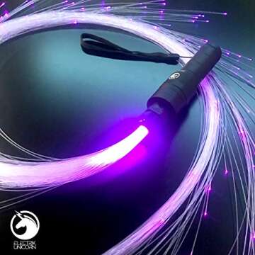 Electrik Unicorn Sparkle Whip - LED Fiber Optic Whip [ 6 Ft 360° Orbit ] Super Bright Light Up Rave Toy | EDM Pixel Flow Lace Dance Festival