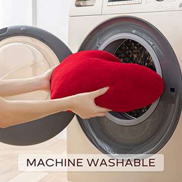 Ashler Red Heart Pillow - Faux Fur Rabbit 3D Kids' Room Decor, Soft Decorative Cushion for Sofas, Bedrooms & Living Spaces 15 X 17 Inch