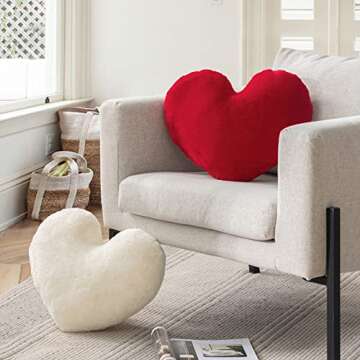 Ashler Red Heart Pillow - Faux Fur Rabbit 3D Kids' Room Decor, Soft Decorative Cushion for Sofas, Bedrooms & Living Spaces 15 X 17 Inch