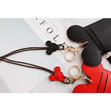 YIEASDA Travel Neck Pouch, Cute Small Fashion Student ID Card Case Holder Coin Wallet Purse for Women/Girls/Children (Black+Red)