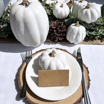 Elegant White Artificial Pumpkins for Fall Decor