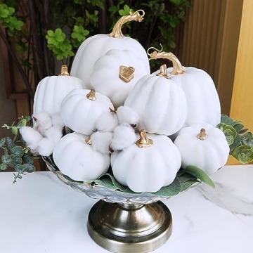 Elegant White Artificial Pumpkins for Fall Decor