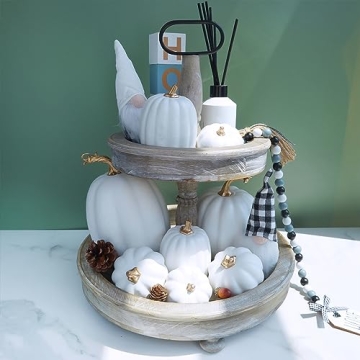 Elegant White Artificial Pumpkins for Fall Decor